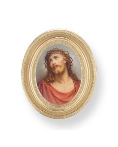 3 1/2" x 4 1/2" Gold Oval Frame with an Ecce Homo Print-P65