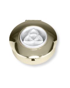 1 1/2" Diameter 1/2" Deep 24kt Gold Plated "Trinity Knot" Pyx. Holds Six to Nine Hosts