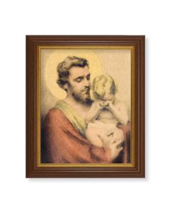 10 1/2" x 12 1/2" Walnut Finish Beveled Frame with 8" x 10" Saint Joseph with Crying Jesus Textured Art