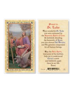 St. Luke with Prayer Laminated Holy Card.  Inc. of 25