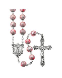 8mm Pink Lava Bead Rosary