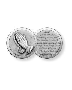 Serenity Prayer with Praying Hands Pocket Coin (Sold in Inc. of 10)