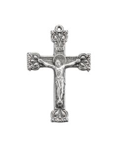 Antiqued Silver Oxidized Ornate Crucifix