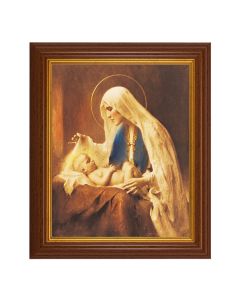 10 1/2" x 12 1/2" Walnut Finish Beveled Frame with 8" x 10" Madonna And Child Textured Art