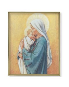 11" x 14" Gold Plaque Frame with a Barker: Madonna in Blue Print