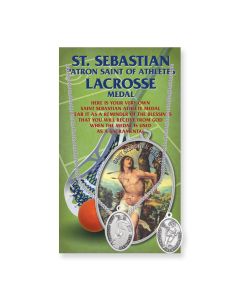 Oval Saint Sebastian Mens Lacrosse Medal on a 24" Chain