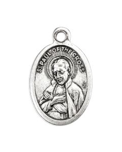 1" Oval Antiqued Silver Oxidized Saint Paul the Cross Medal