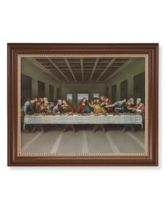 13 1/2" x 16 9/16" Walnut Finished Frame with 11" x 14" DaVinci: Last Supper Textured Art