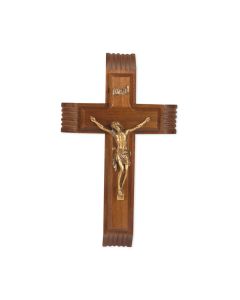 10" Walnut Sick Call Crucifix with a Museum Gold Finish Corpus