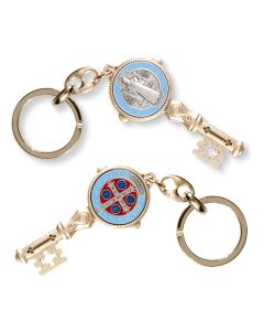 Saint Benedict Epoxied Medal Key, Keychain