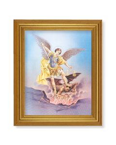 10" x 12" Gold Leaf Finish Beveled Frame with 8" x 10" St. Michael Textured Art