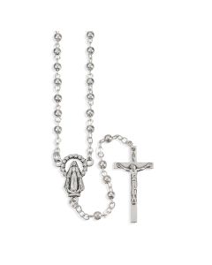 Round Silver Finished Metal Bead Rosary