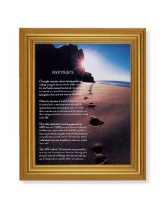 10" x 12" Gold Leaf Finish Beveled Frame with 8" x 10" Footprints Textured Art