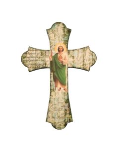 Saint Jude 12" Laser Cut Wood Vintage Cross