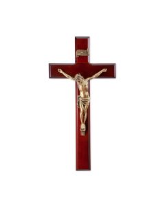 11" Dark  Cherry Cross with Museum Gold Tone Corpus