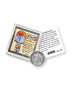 Pope Francis Pocket Coin with a Holy Card in a Clear Pouch-P65