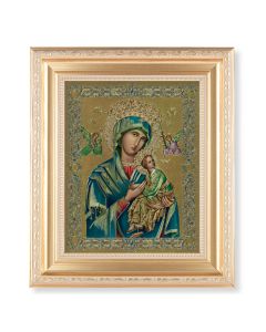 10 1/4" x 12 1/4" Satin Gold Frame with an 8" x 10" Gold Our Lady of Perpetual Help Print