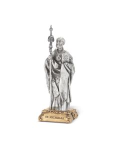 4 1/2" Pewter Saint Nicholas Statue, Gift Boxed-P65