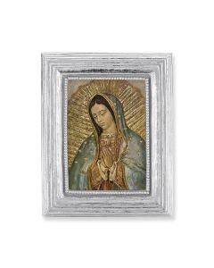 3 3/4" x 4 1/2" Silver Frame with a Our Lady of Guadalupe Print-P65