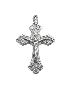 1" Antiqued Silver Oxidized Crucifix with Grapes