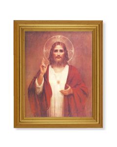 10" x 12" Gold Leaf Finish Beveled Frame with 8" x 10" Sacred Heart of Jesus Textured Art