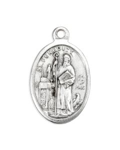 1" Oval Antiqued Silver Oxidized Saint Benedict Medal