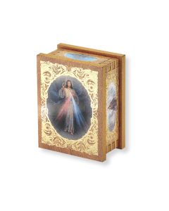 Divine Mercy Natural Wood Rosary Keepsake Box
