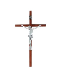 10" Wood Crucifix with Silver Finish Corpus-P65