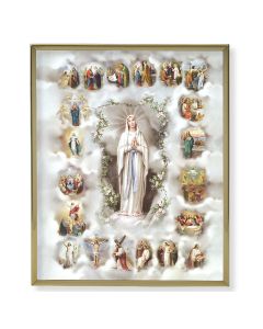 8" x 10" Gold Plaque Frame with a Mysteries of the Rosary Print