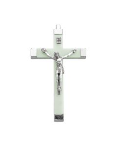 3 3/4" Luminous Wood Nickel Bound Crucifix with Antiqued Silver Corpus