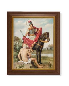 10 1/2" x 12 1/2" Walnut Finish Beveled Frame with 8" x 10" St. Martin of Tours Textured Art