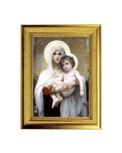 6 3/4" X 8 3/4" Gold Leaf Finish Frame with 5" X 7" Bouguereau: Madonna of The Roses Textured Art