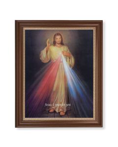 13 1/2" x 16 9/16" Walnut Finished Frame with 11" x 14" Divine Mercy Textured Art