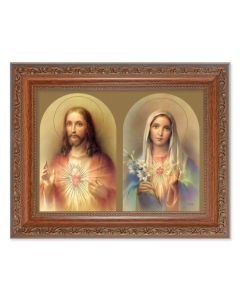 8.25" x 10.25" Ornate Wood Frame with a 6" x 8" The Sacred Hearts Print