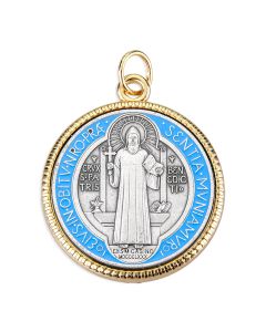 Saint Benedict Epoxied Medal with Gold Finished Rim