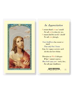 In Appreciation with Sacred Heart of Jesus Holy Card