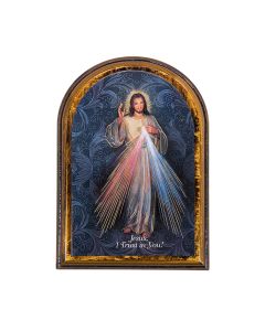 Divine Mercy Arched Wood Plaque
