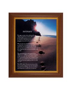 10 1/2" x 12 1/2" Walnut Finish Beveled Frame with 8" x 10" Footprints Textured Art