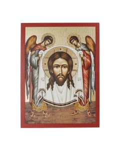 7 1/2" x 10" Orthodox Icon Holy Face Textured Wood Plaque