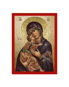 7 1/2" x 10" Orthodox Icon Our Lady of Valdimir Textured Wood Plaque