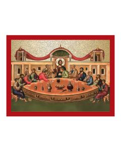 7 1/2" x 10" Orthodox Icon The Last Supper Textured Wood Plaque