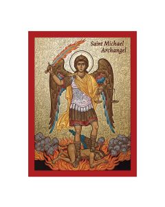 7 1/2" x 10" Orthodox Icon Saint Michael Textured Wood Plaque