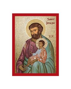 7 1/2" x 10" Orthodox Icon St. Joseph and Christ Child Textured Wood Plaque