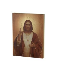 Chambers: Sacred Heart of Jesus Textured Wood Plaque