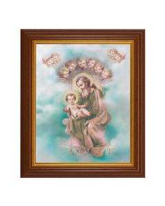 10 1/2" x 12 1/2" Walnut Finish Beveled Frame with 8" x 10" St. Joseph Textured Art
