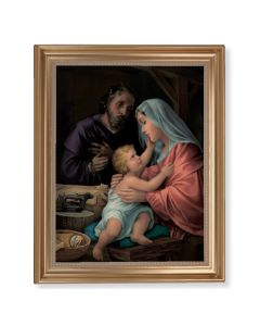 13 1/2" x 16 9/16" Gold Leaf Antique Finished Frame with 11" x 14"  Holy Family Textured Art