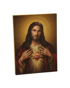 3" x 4" Immaculate Heart of Mary Gold Embossed Wood Plaque