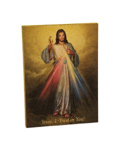 3" x 4" Divine Mercy Gold Embossed Wood Plaque