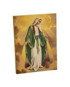 3" x 4" Our Lady of Grace Gold Embossed Wood Plaque