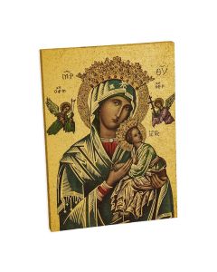 3" x 4" Our Lady of Perpetual Help Gold Embossed Wood Plaque